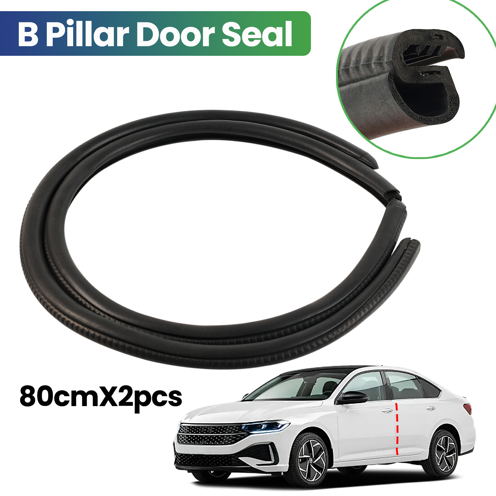 Universal_B Pillar Seal Strip Trim Moulding Hollow Edge Guard Weatherstrip EPDM