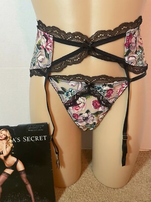 Victoria's Secret Very Sexy CUTOUT PANTY GARTER BELT STOCKINGS Lot Set Lace  | eBay