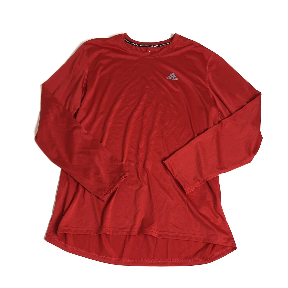 Adidas RUNNING Climalite XL long sleeve Reflective Logo Red T Shirt M48