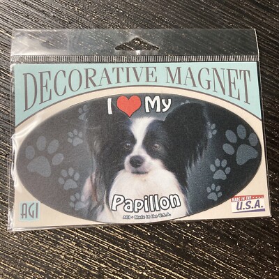 Decorative Magnet I My Love Papillon For ￼ Cars Fridges Or Locker New AR34