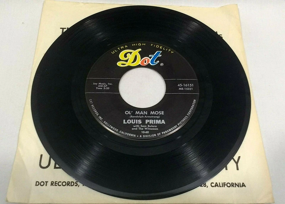 Louis Prima ‎"Wonderland By Night / Ol' Man Mose" 1960 45-16151 7" Vinyl Record - Image 2 of 2