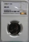1984 Washington Quarter, NGC MS65