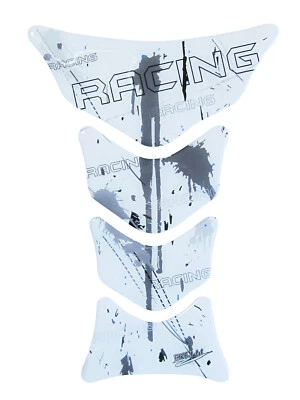 Tampon de réservoir 3D moto gel autocollant blanc gris racing anti-rayures au... - Photo 1/4