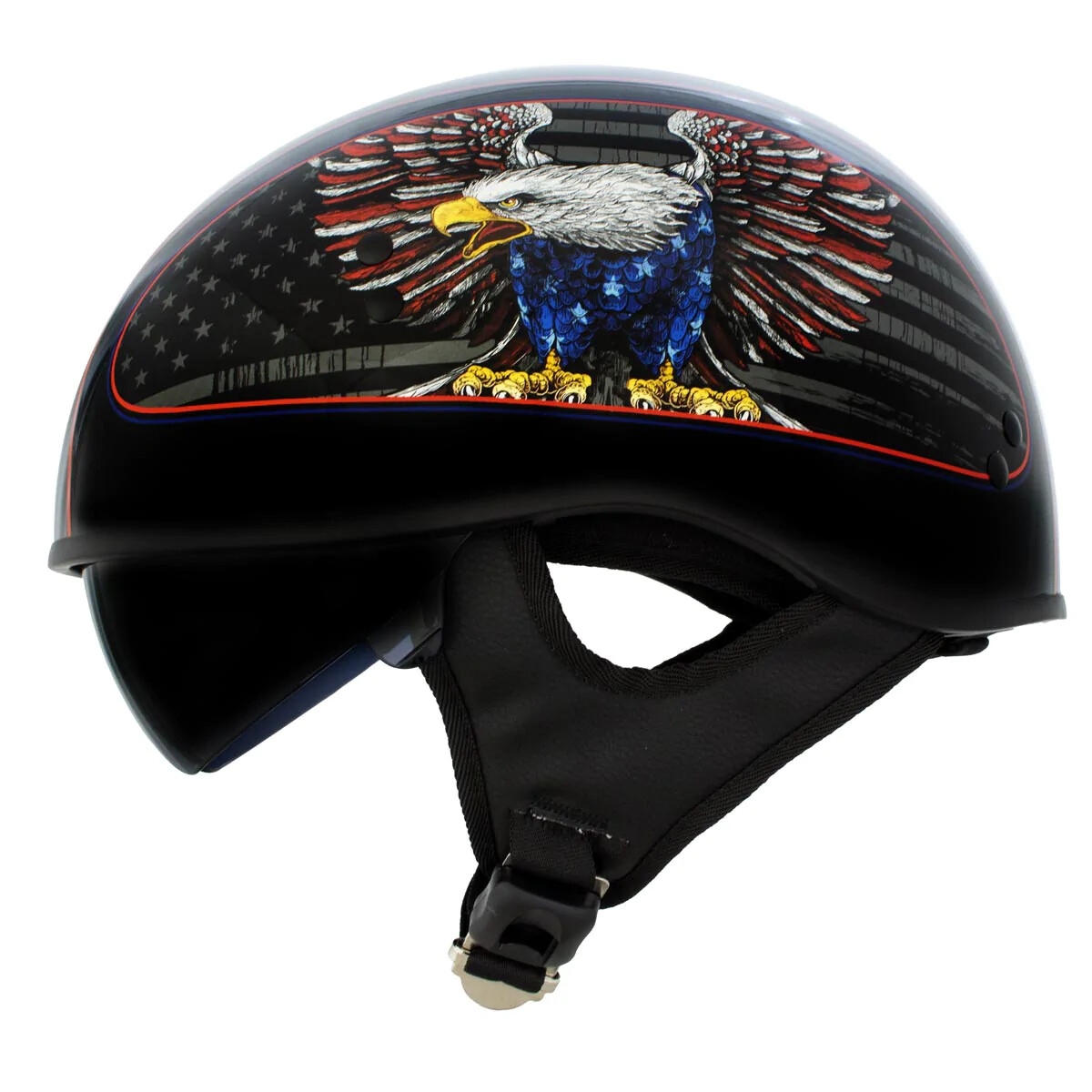Hot Leathers 1037 DOT Approved 'Eagle USA' Motorcycle Skull Cap