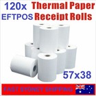 120 Bulk Buy 57x38x12mm Premium EFTPOS Thermal Paper Cash Register Receipt Rolls