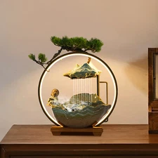 Tabletop Fountain Indoor Electric LED Waterfall Fountain With Fogger/Mister 110V