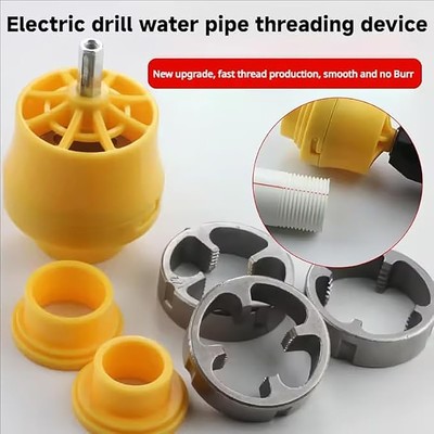 Electric Drill Compatible Pipe Threader Kit With Various Die Sizes Thread Makers