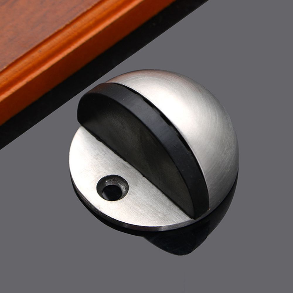 2Pcs Stainless Steel Door Stop Floor Mounted Door Stopper Chrome Rubber  Stops