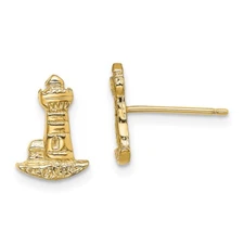 14k Yellow Gold Lighthouse Stud Earrings Gift for Mother