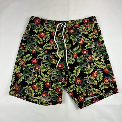 Dragon Ball Z Swim Trunks Men M Board Shorts Lined Hawaiian Shenron Dragon Black