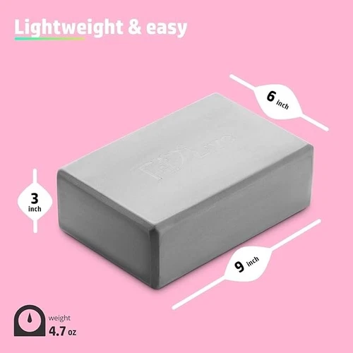 Yoga Blocks Set Foam Brick x2 Aids Pilates Grey Non-Slip Surface Travel Light - Picture 2 of 12