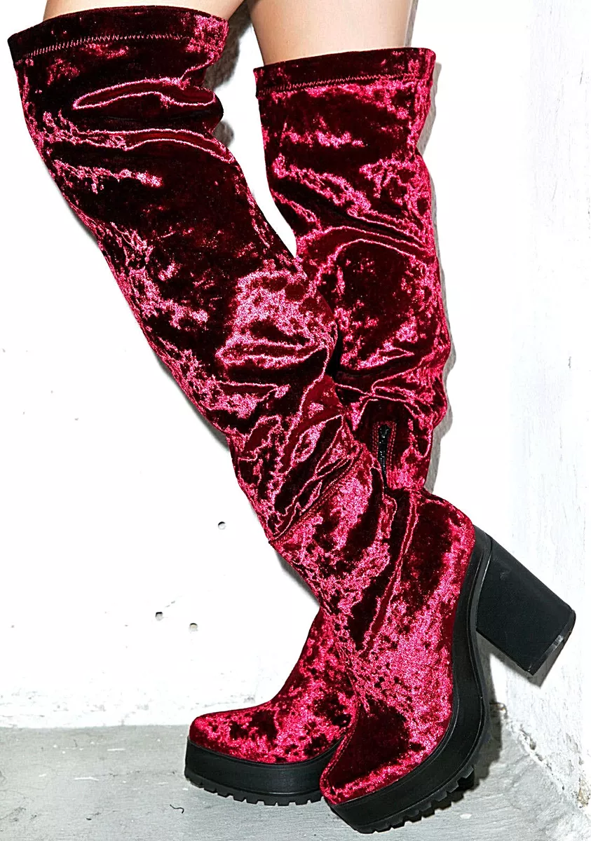 Crushed velvet hotsell thigh high boots