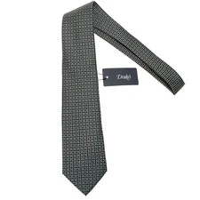 Drake's NWT Neck Tie Dark Blue w/ Pale Green/Purple/Pink Geometric Pattern Silk