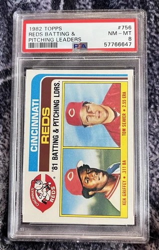 1982 Topps Ken Griffey/Tom Seaver #756 Reds Batting/Pitching Leaders PSA 8