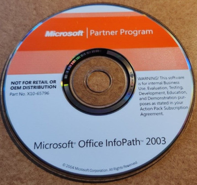 Microsoft Office InfoPath 2003 CD 2004 X10-65796 w/ Product Key | eBay