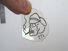 vtg 1960s 1970s Tattoo acetate stencil Smoking Skull and Cap signed SK4