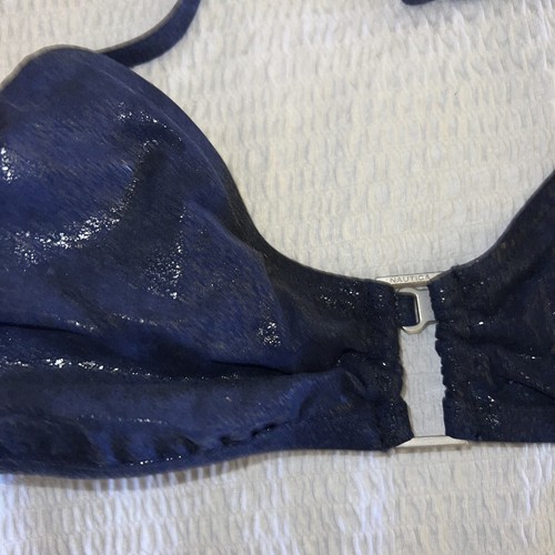 Nautica Bikini Top swimming suit top blue shiny bikini top size small - Picture 7 of 8