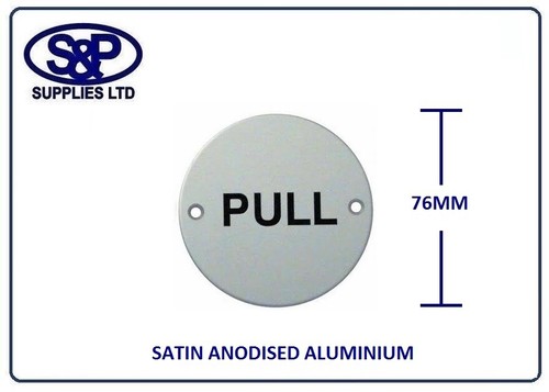 Letrero de puerta PUSH/PULL, letreros redondos en aluminio satinado - 76 mm empujar o tirar - Imagen 6 de 6