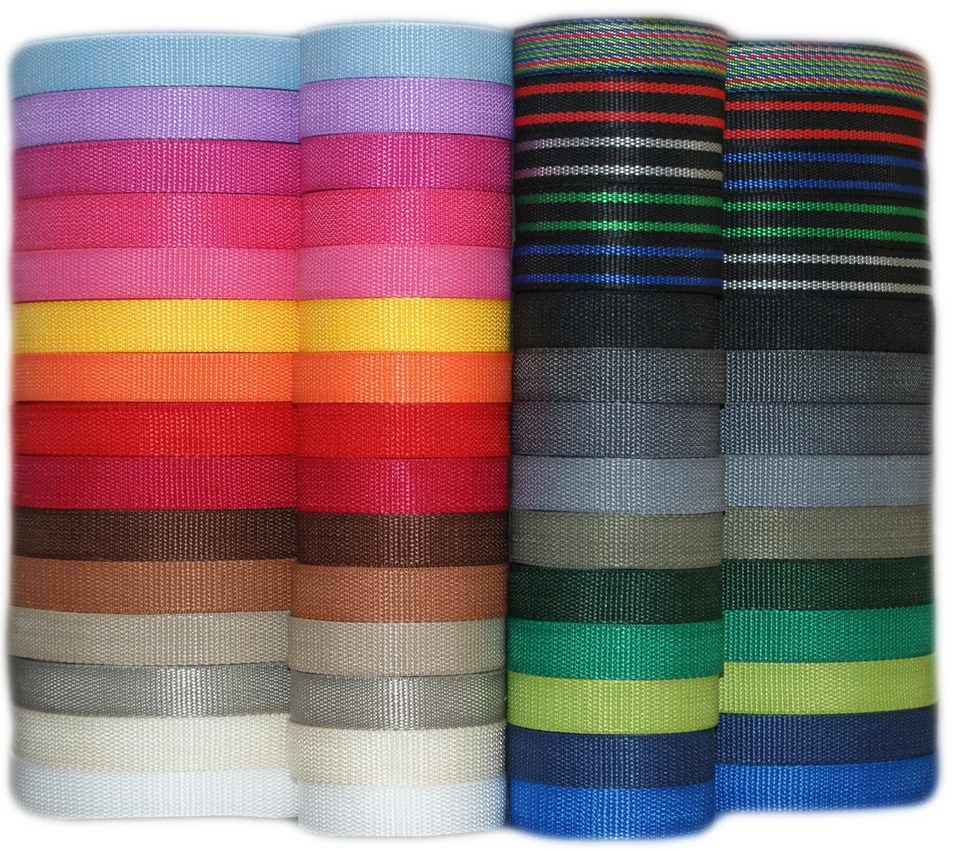 1BUY3 Gurtband 4 Meter oder 12 Meter, 25mm breit, 1,4 mm dick in 30 Farben