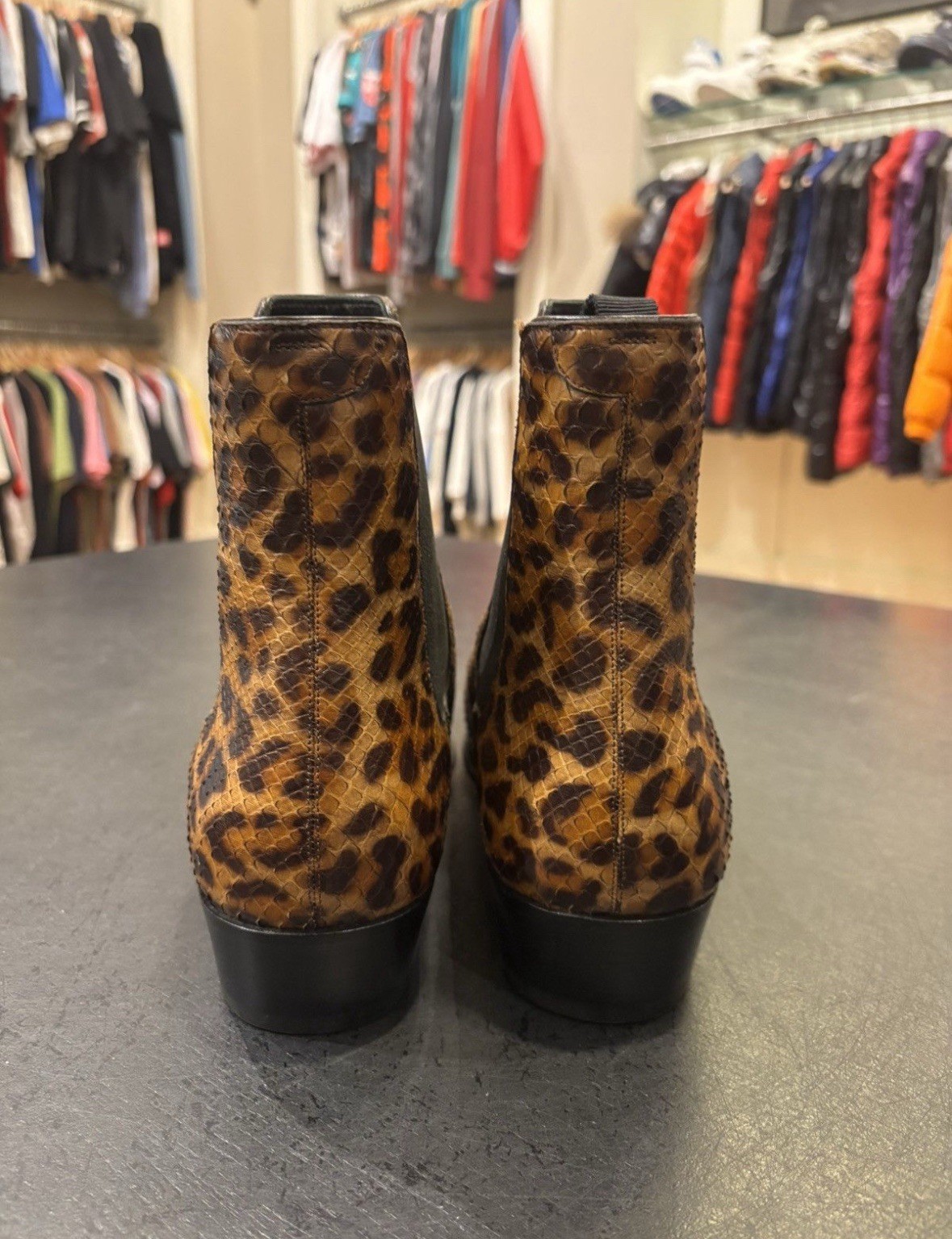 Celine Jacno Python Cheetah Print Boots Size 11 - image 5