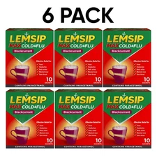 LEMSIP Max Cold & Flu Sachets Blackcurrant 10ct PACK OF 6