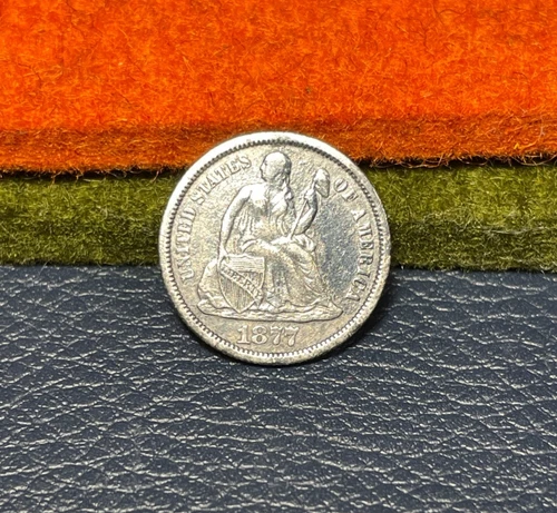 (#102355) Seated Liberty Dime:  1877 CC   XF/VF details.  Carson City!