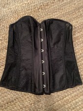 Adore Me Ashoka Corset Black Lace Size M Lace Up Back Sheer boned