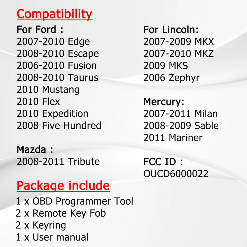 2 For Ford Escape Fusion Edge Taurus Lincoln MKX MKZ Remote Key Fob + Programmer - Image 2 of 4