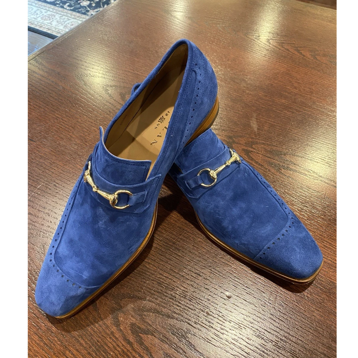 Mezlan Marcello Blue Suede Perforated Bit Loafers Slip On Shoes Men Size 9.5 M Mezlan Tarraco Loafer – Ted main image 3