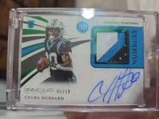 2021 Immaculate Green Numbers 05/18 On Card Tri-color RPA Chuba Hubbard #INA-CH