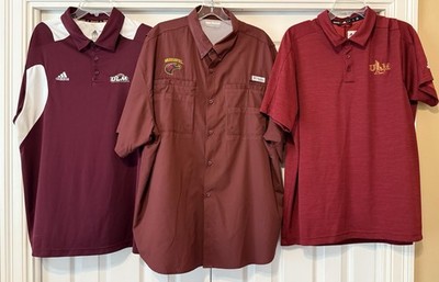 3 Lot Of ULM Adidas Columbia Polo XL Shirts Maroon Monroe Warhawks Louisiana NLU
