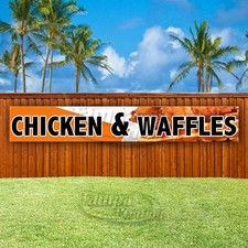 CHICKEN WAFFLES Advertising Breakfast Food Vinyl Banner Flag Sign USA XL01961
