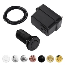 CLEESINK Cordless Garbage Disposal Air Switch Button Kit Black 3.5" Sink Top