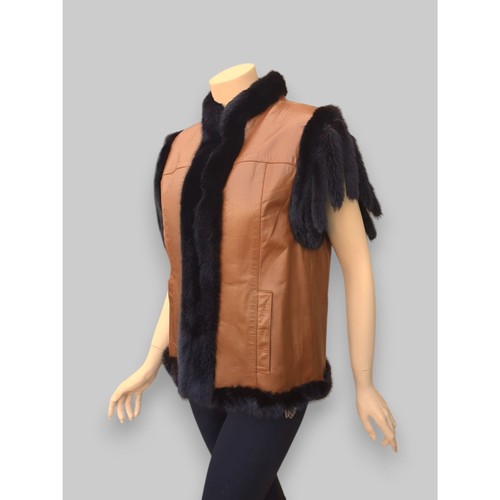 Reversible Dark Mink & Leather Vest -Medium - Picture 3 of 13