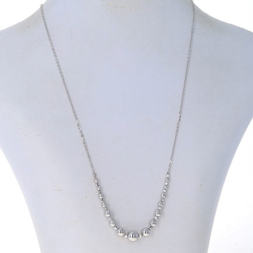 Milor Graduated Bead Necklace - White Gold 14k Italy Adjustable - Picture 2 of 8