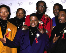 * NEW EDITION * signed 8x10 photo * BOBBY BROWN & RICKY BELL * COA *