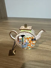 Miniature Charlotte Di Vita Enamel Teapot Gustav Klimt's The Kiss- Hand Painted