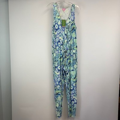 Lilly Pulitzer Paulina Jumpsuit Indigo Sunset Blue Sleeveless Dress M 25317 NWT