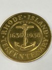 New ListingRi Tercentenary 1936 Coin Token Medal Shiny Gold Plate/Brass Commemorative Piece