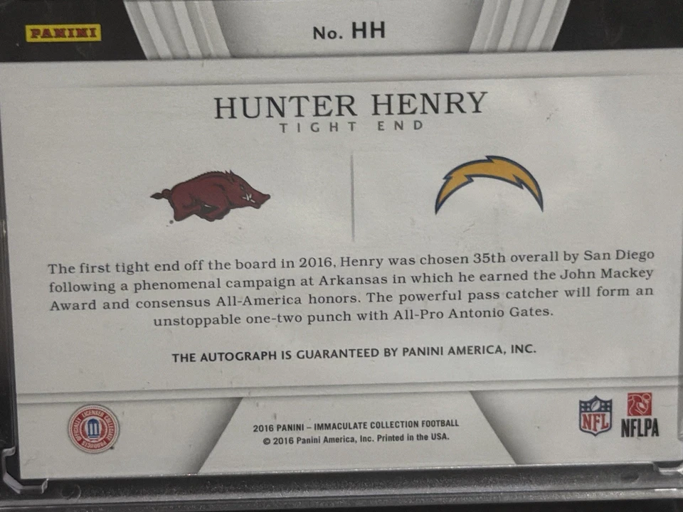 2016 Panini Immaculate Collection Immaculate Past and Present Hunter Henry /50 - Image 2 of 2
