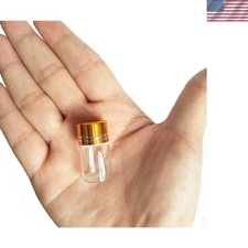 10pcs 16x26mm Tiny Mini Small Clear Bottles Glass Vials 2.0ml 1/2 Dram with C...
