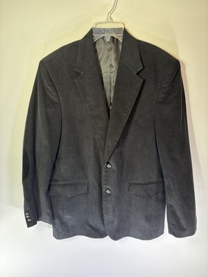 Circle S Dallas Texas Corduroy Elbows Patch Western 2 Button Triple Black 44L
