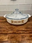 Vintage Fire King Ware Wheat Pattern 8 Inch Casserole Dish With Lid
