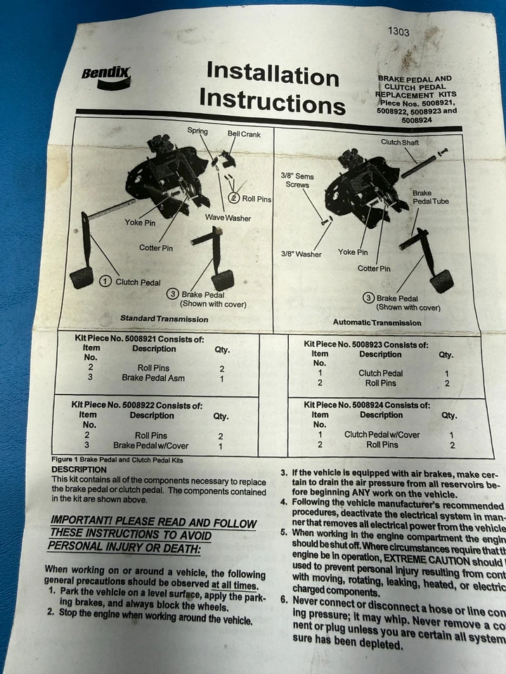Bendix 5005850 International Brake Pedal Kit 5008921 - Image 2 of 4