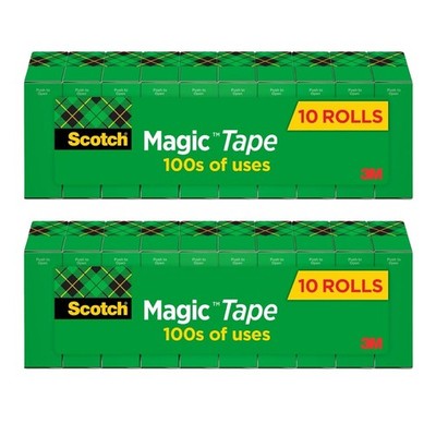 Scotch Magic Tape Refill Rolls,3/4'' x 1000'' (1'' Core) 2-Pack (20 Total Rolls)