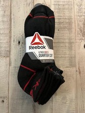 Reebok Men's 6-Pair Quarter Cut Ventilation Socks Black Sock Size 10-13