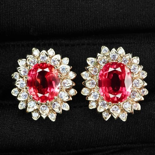 Refined Pink Padparadscha Sapphire 8Ct 925 Sterling Silver Rose Gold Earrings