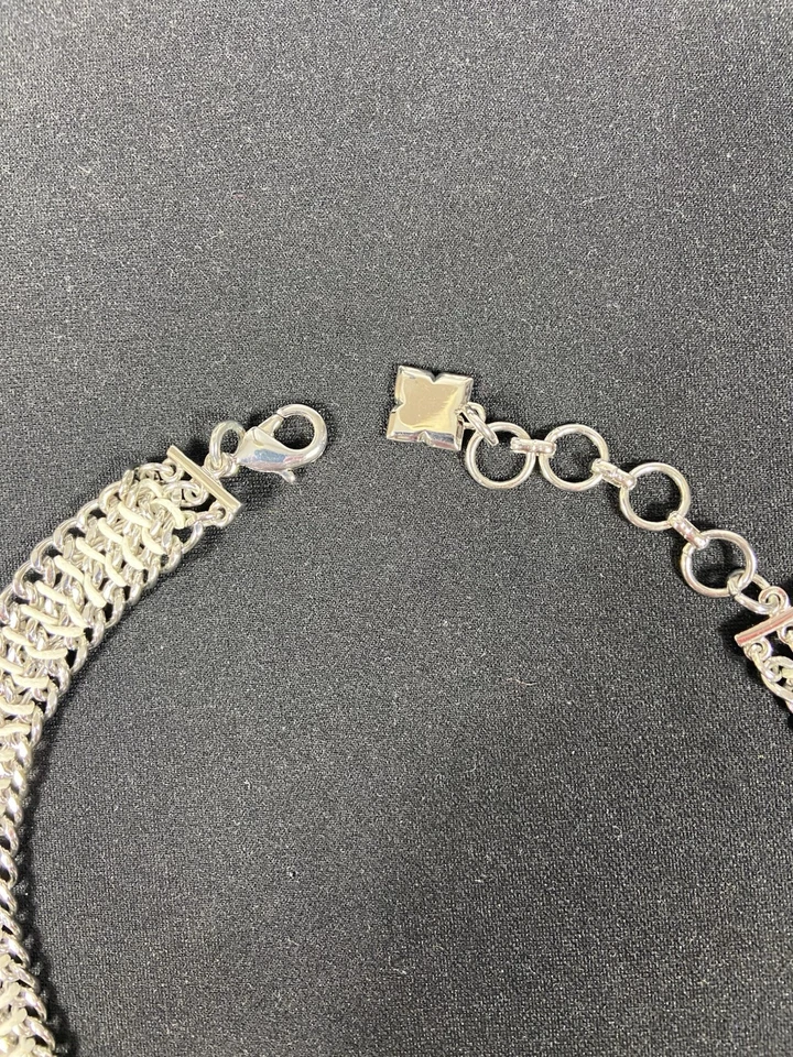 BCBG MAXAZRIA Silver Chain & Peridot Green Teardrop Rhinestone Fringe Necklace - Image 3 of 4