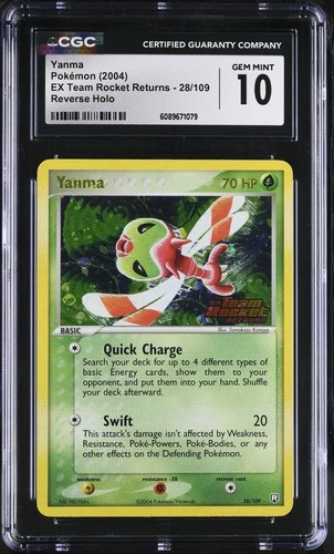 CGC 10 Yanma EX Team Rocket Returns 28/109 Reverse Holo Stamped Pokemon Card