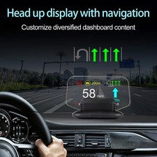 Car Head Up Display Obd2 Fhd Hud Gps Speed Alarm Projector Navigation Universal